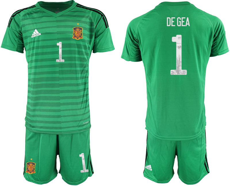 Men 2021 European Cup Spain green goalkeeper #1 Soccer Jersey1->spain jersey->Soccer Country Jersey